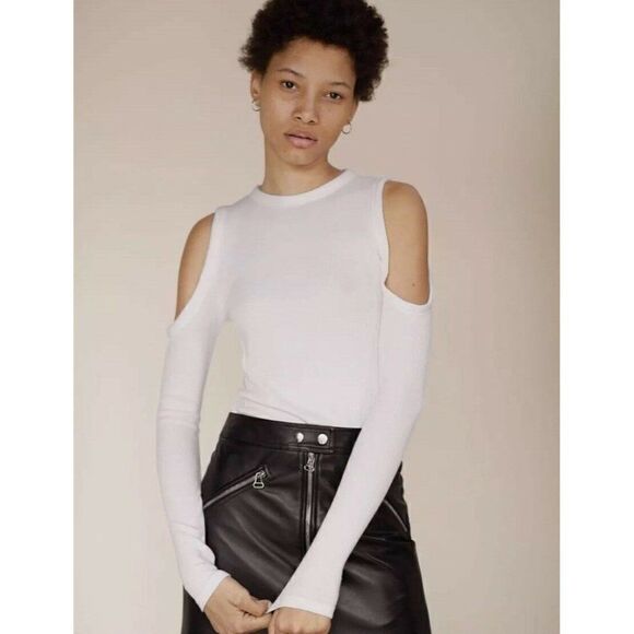 NWT RAG & BONE Sz XXS GWEN COLD SHOULDER RIBBED PULLOVER SWEATER TOP - Picture 1 of 4